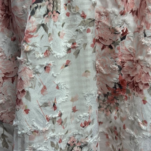 Lulus Dress Burnout Floral Lace Tiered Ruffle White Pink XL Maxi Romantic XL NEW - Picture 5 of 12